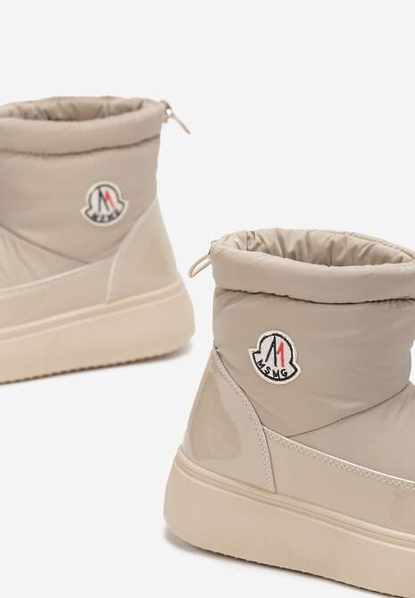 Ciemnobeżowe Krótkie Śniegowce na Grubej Podeszwie ze Ściągaczem Mitta