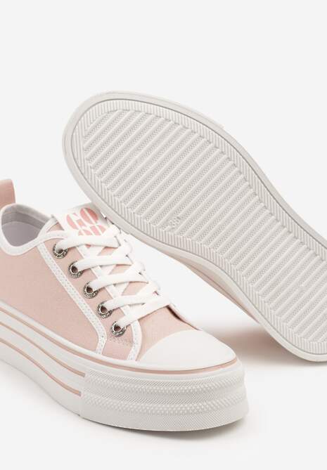 Różowe Trampki na Platformie Ozdobione Cyrkoniami Arenoria