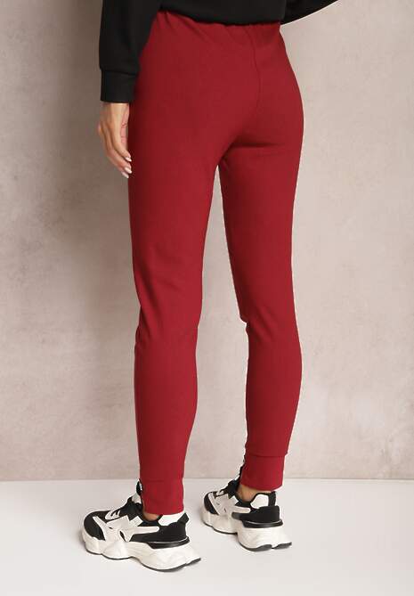 Bordowe Spodnie Bawełniane z Gumką w Pasie Bulara