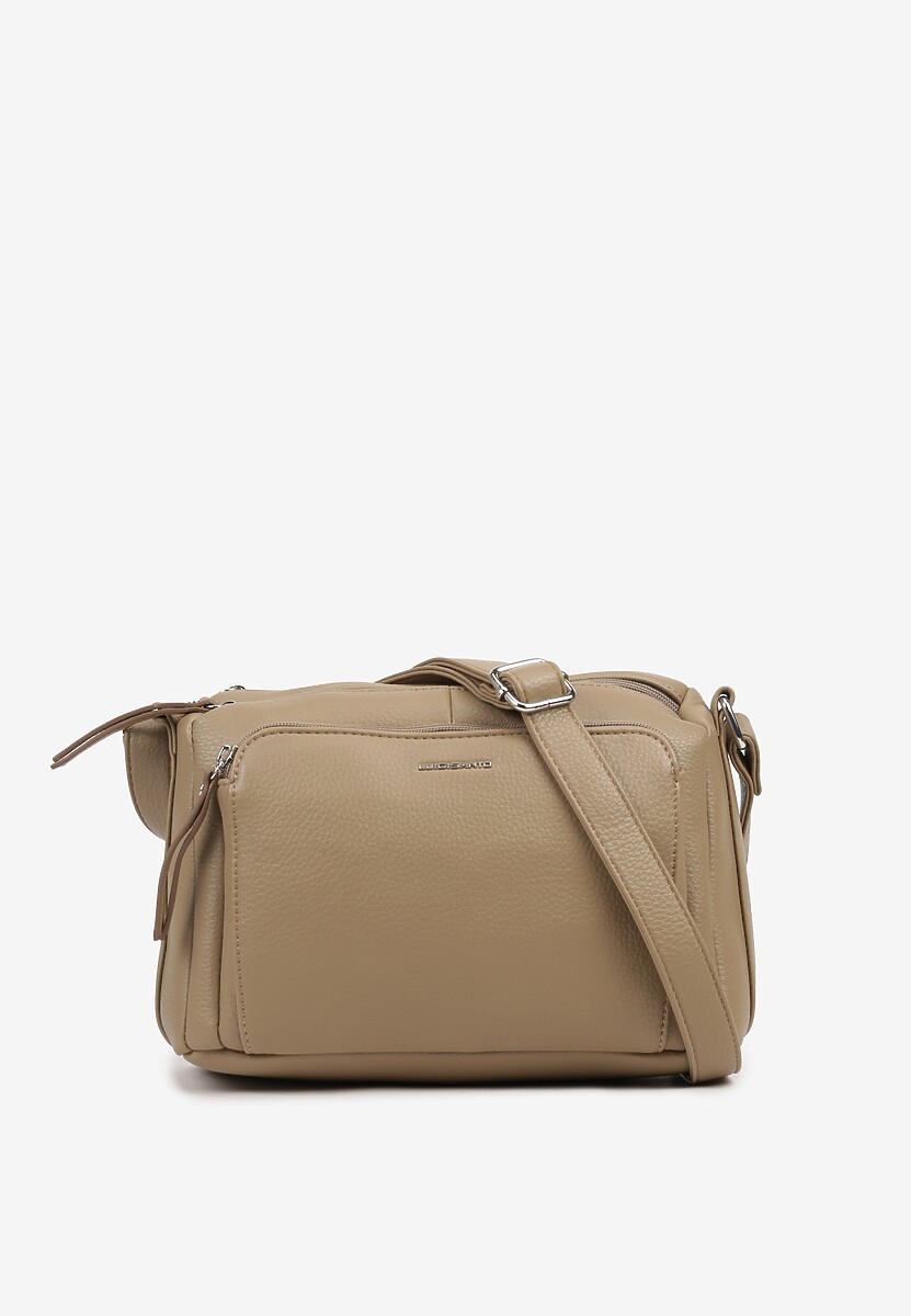 Ciemnobeżowa Torebka Trzykomorowa w Stylu Listonoszki Jenelira