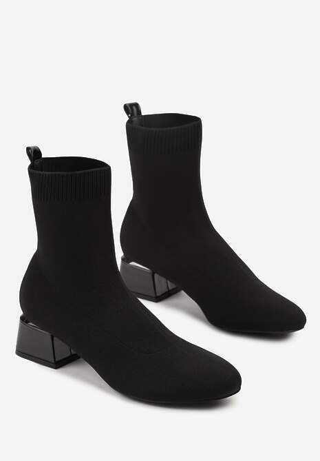 Czarne Skarpetkowe Botki Vices na Obcasie w Kształcie Stożka Aturia