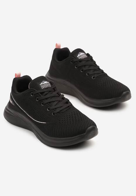 Czarno-Różowe Buty Sportowe Sneakersy Siateczkowe na Podeszwie z Pianki Rellica