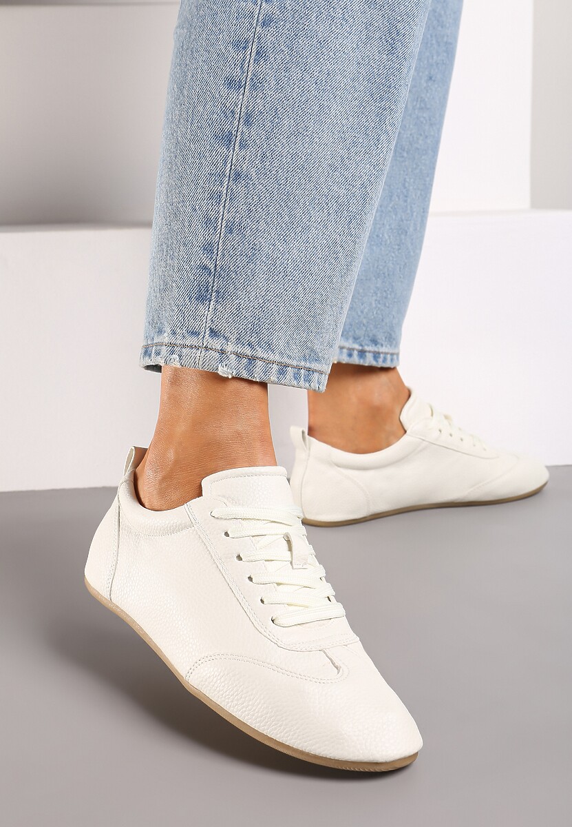 Beżowe Tenisówki bez Zdobień z Ekoskóry Verillis