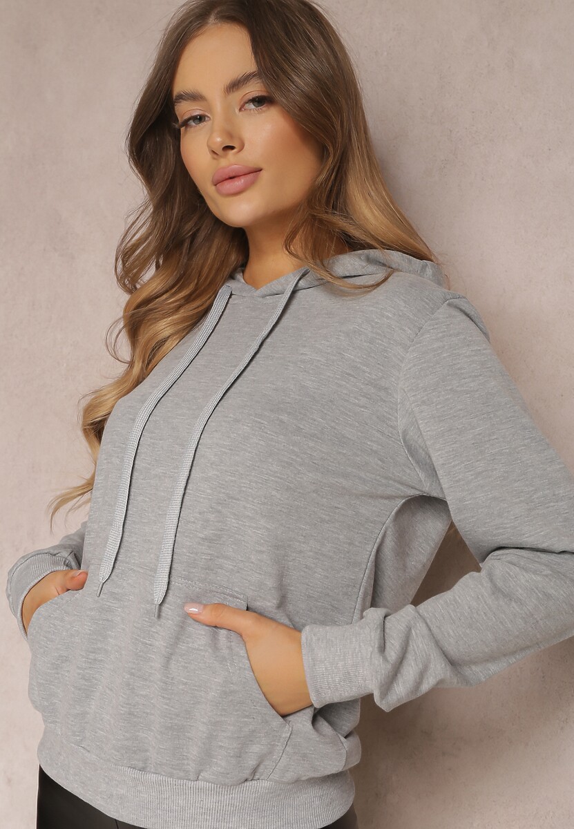 Szara Bluza z Kapturem Lemine
