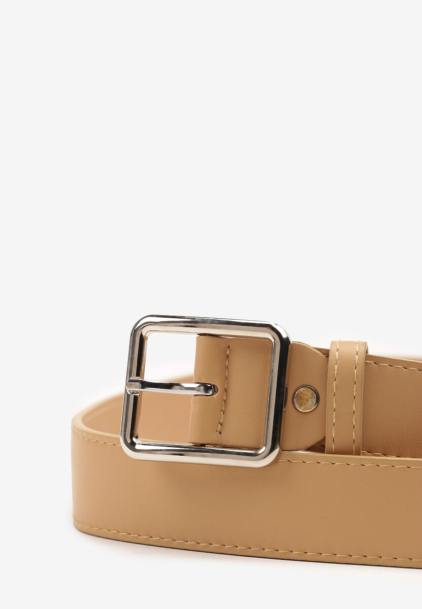 Beżowy Klasyczny Pasek z Geometryczną Klamrą Mevinala