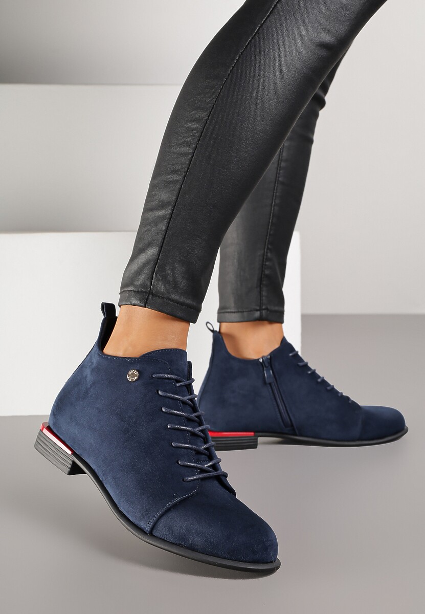 Granatowe Botki Vices Trzewiki Aliff