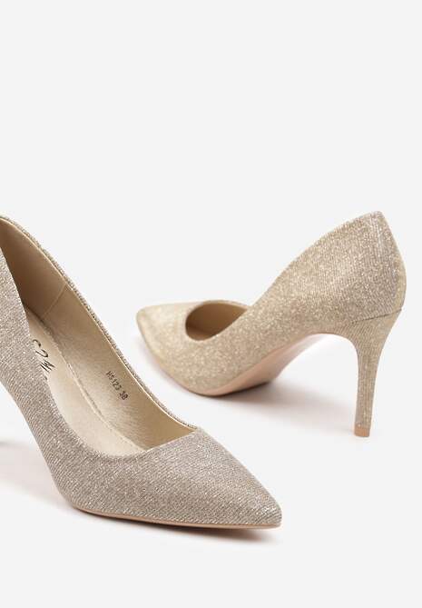 Złote Eleganckie Brokatowe Czółenka Vlioressa