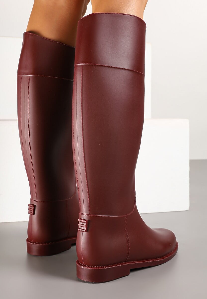 Bordowe Stylowe Kalosze w Stylu Oficerek Nelreia