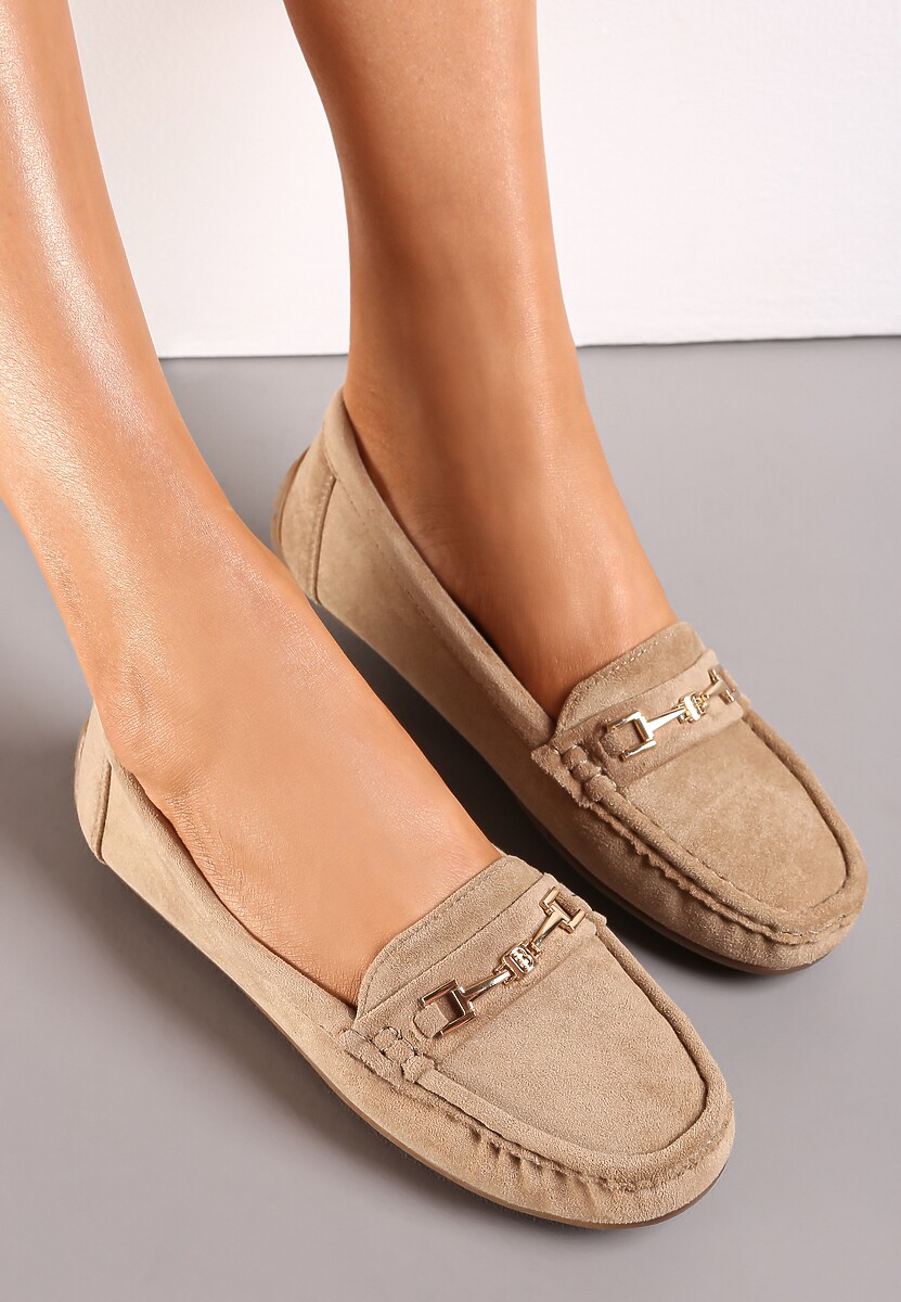 Zielone Mokasyny z Cholewką przed Kostkę z Przeszyciami i Ozdobnym Paskiem Alydora