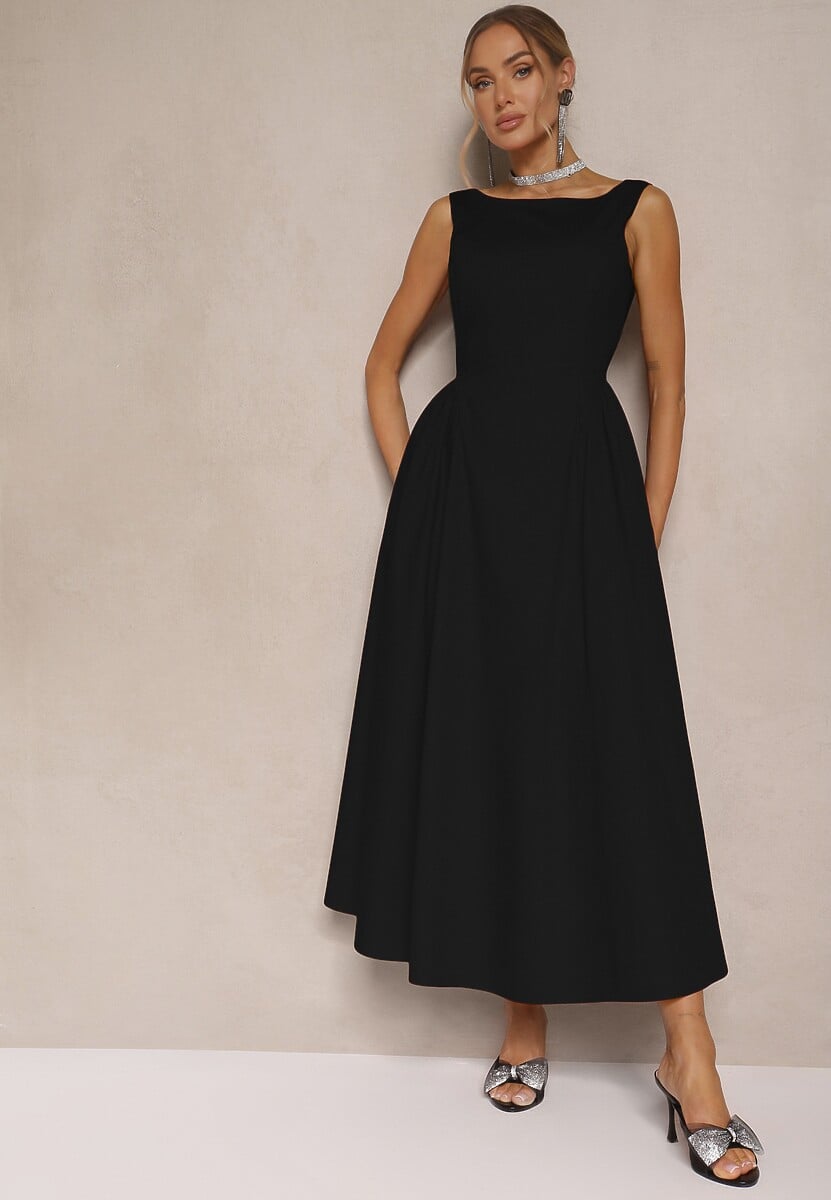 Biała Rozkloszowana Sukienka z Bawełny Haladrea