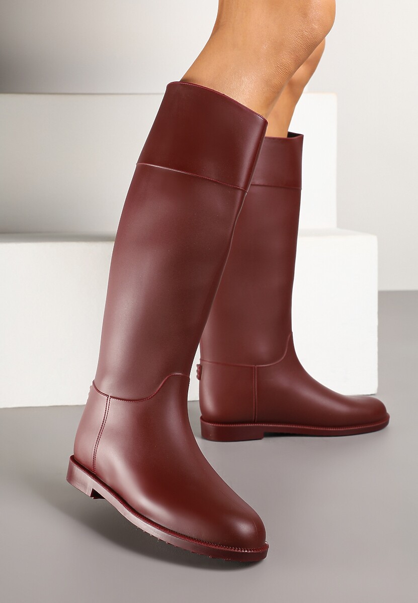 Bordowe Stylowe Kalosze w Stylu Oficerek Nelreia