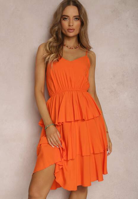 Pomarańczowa Sukienka z Wiskozy Astothee