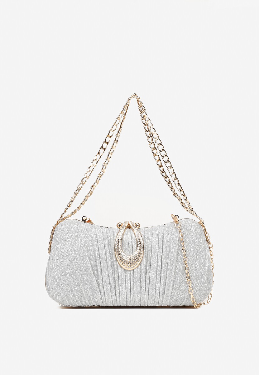 Czarna Torebka Kopertówka na Łańcuszku Zdobiona Cyrkoniową Aplikacją  Elkarria