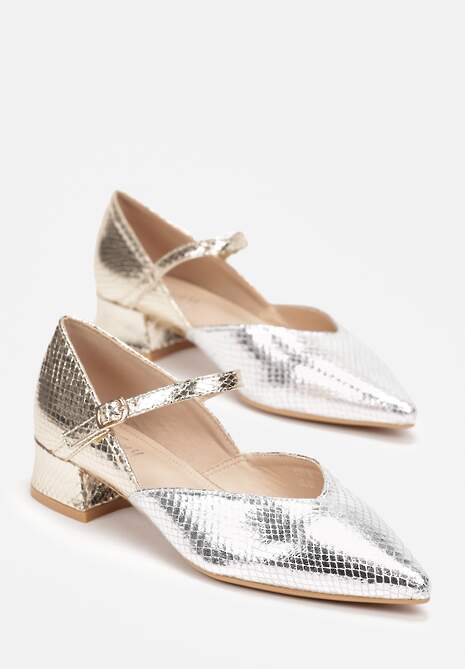 Srebrne Czółenka ze Szpiczastym Noskiem na Niskim Słupku Tiasima