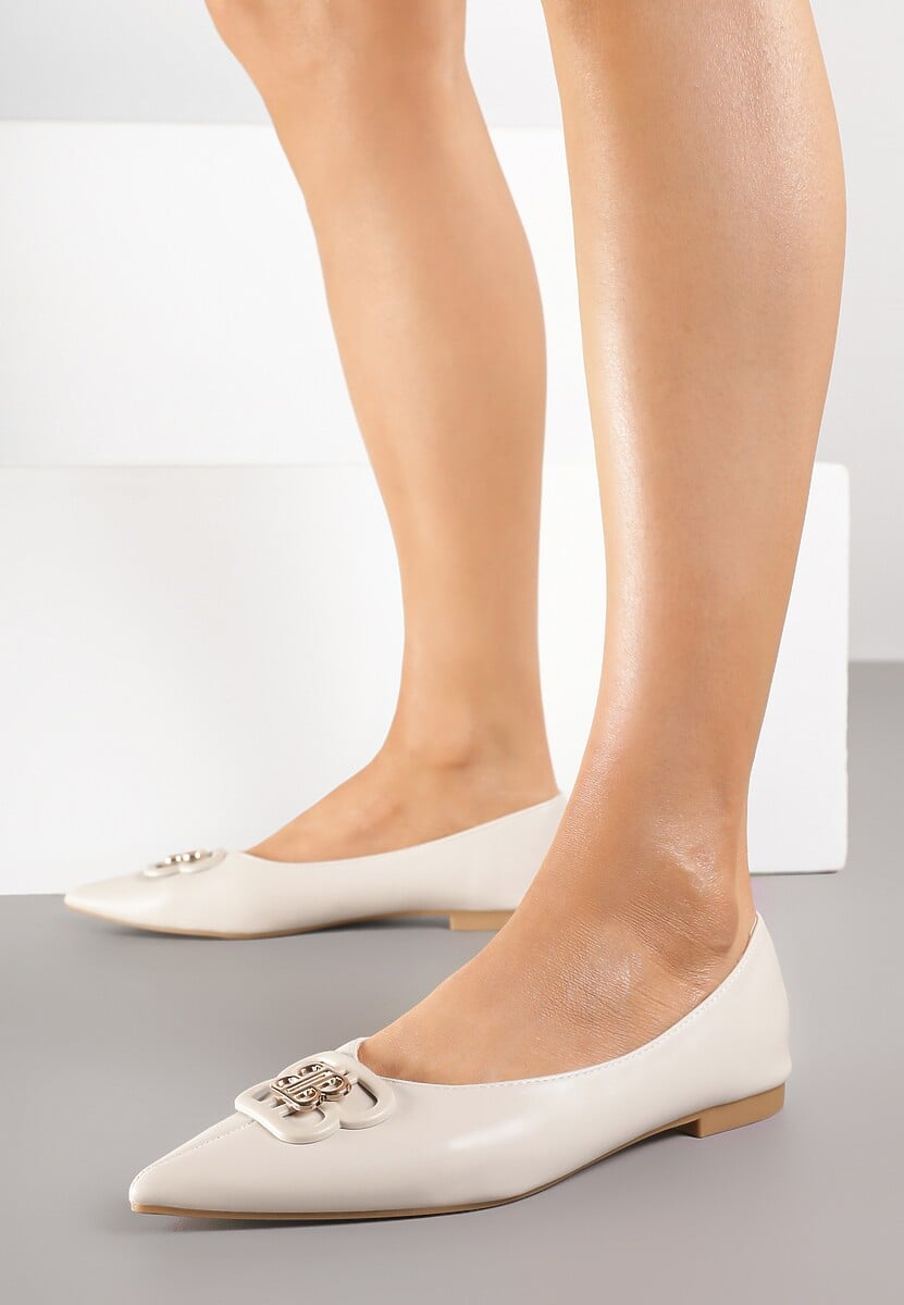 Bordowe Balerinki ze Szpiczastym Noskiem Zdobione Aplikacją Nalamira