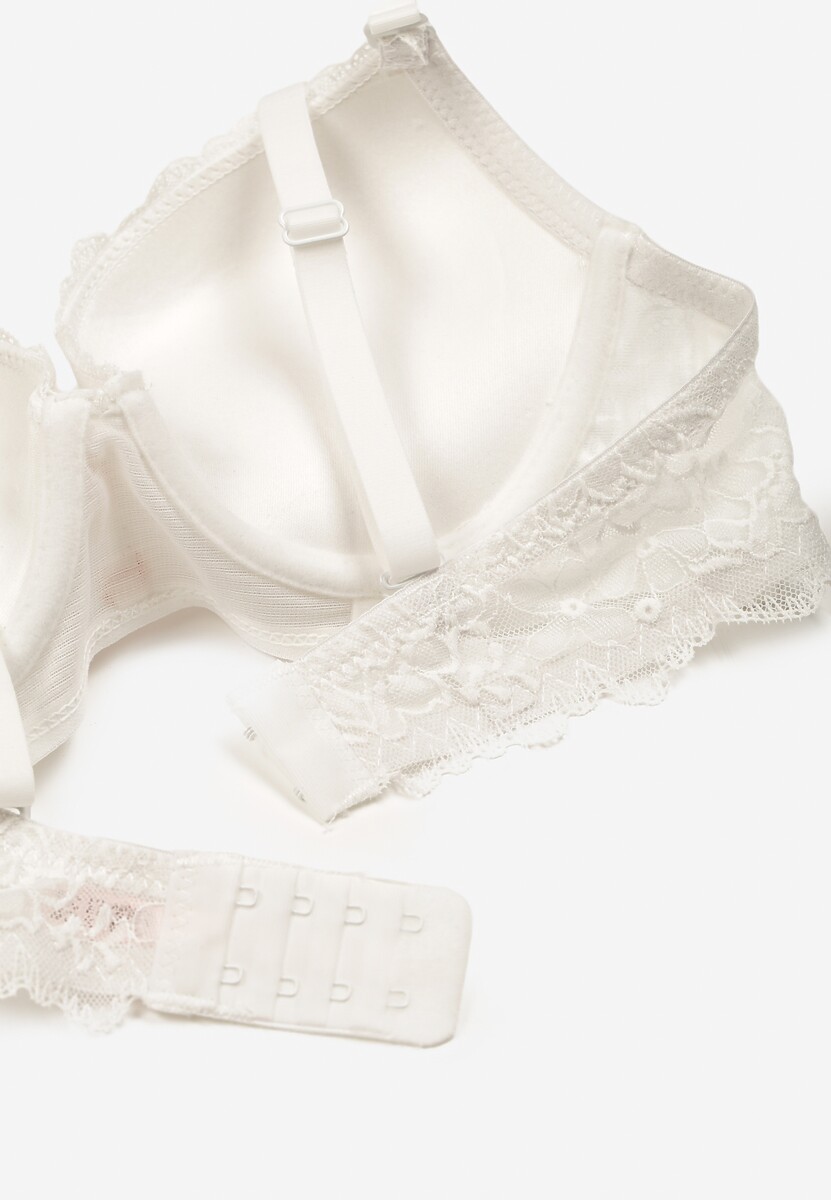 Jasnobeżowy Biustonosz Push Up Ozdobiony Koronką Temirenna