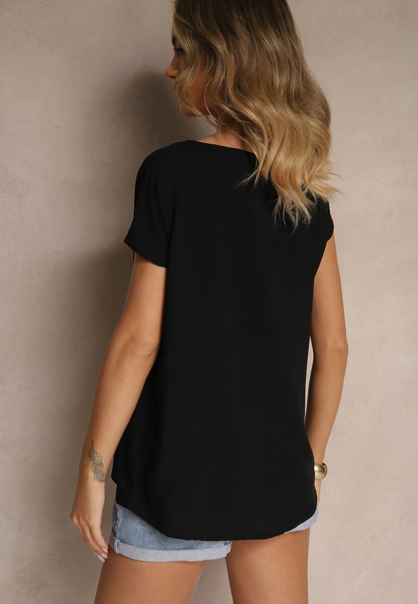 Czarna Wiskozowa Bluzka Oversize Lirealia