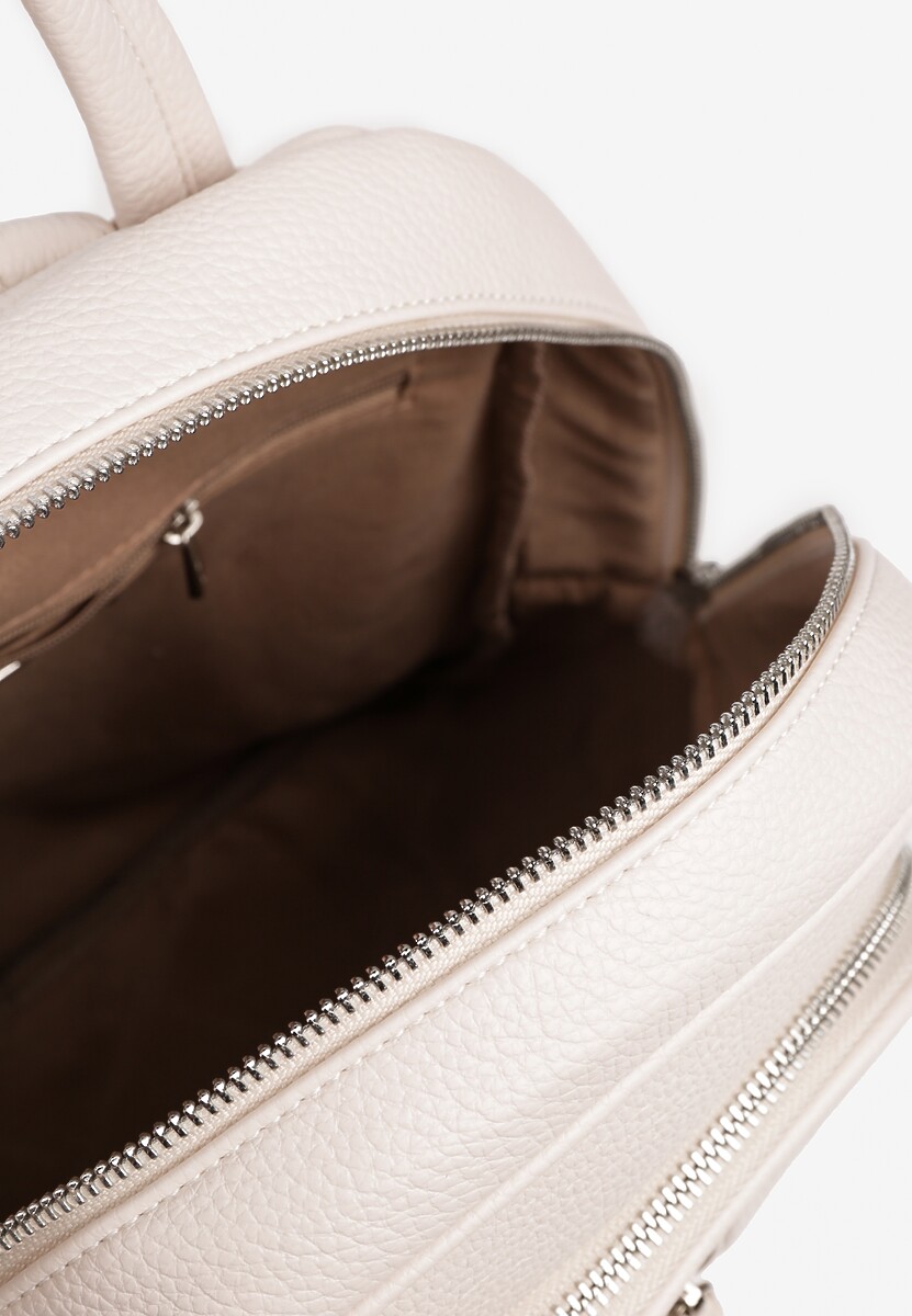 Jasnobeżowy Mały Plecak Zdobiony Suwakiem Nilzeri