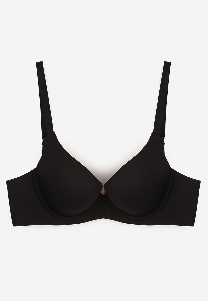 Czarny Gładki Biustonosz z Efektem Push-up Theisithea