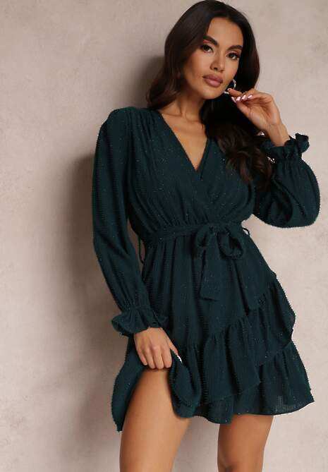 Ciemnozielona Sukienka Thesaste