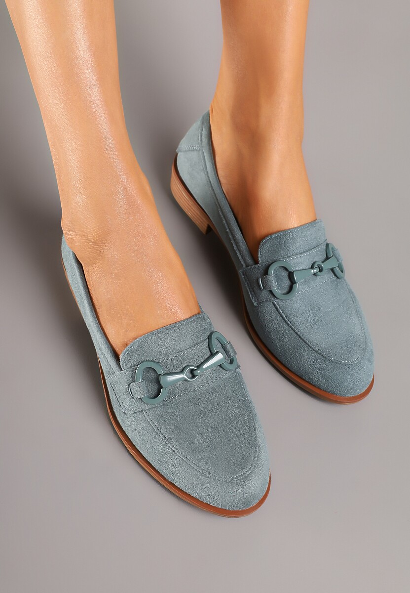 Zielone Mokasyny Vices z Wkładką ze Skóry Naturalnej Zdobione Łańcuszkiem Delariona