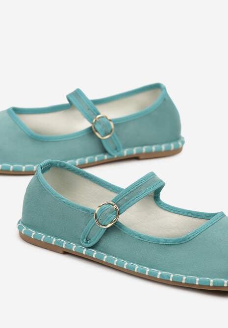 Zielone Balerinki Espadryle z Przeszyciami i Paskiem Firionea