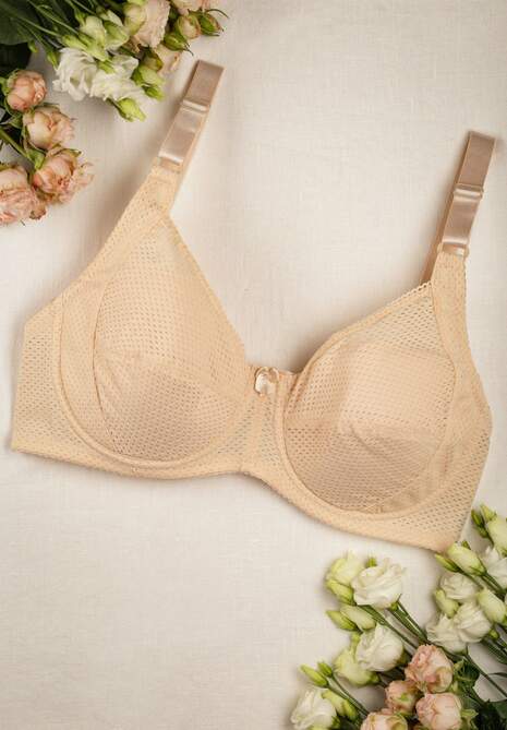 Jasnobeżowy Gładki Biustonosz z Cienkimi Ramiączkami Corinthia