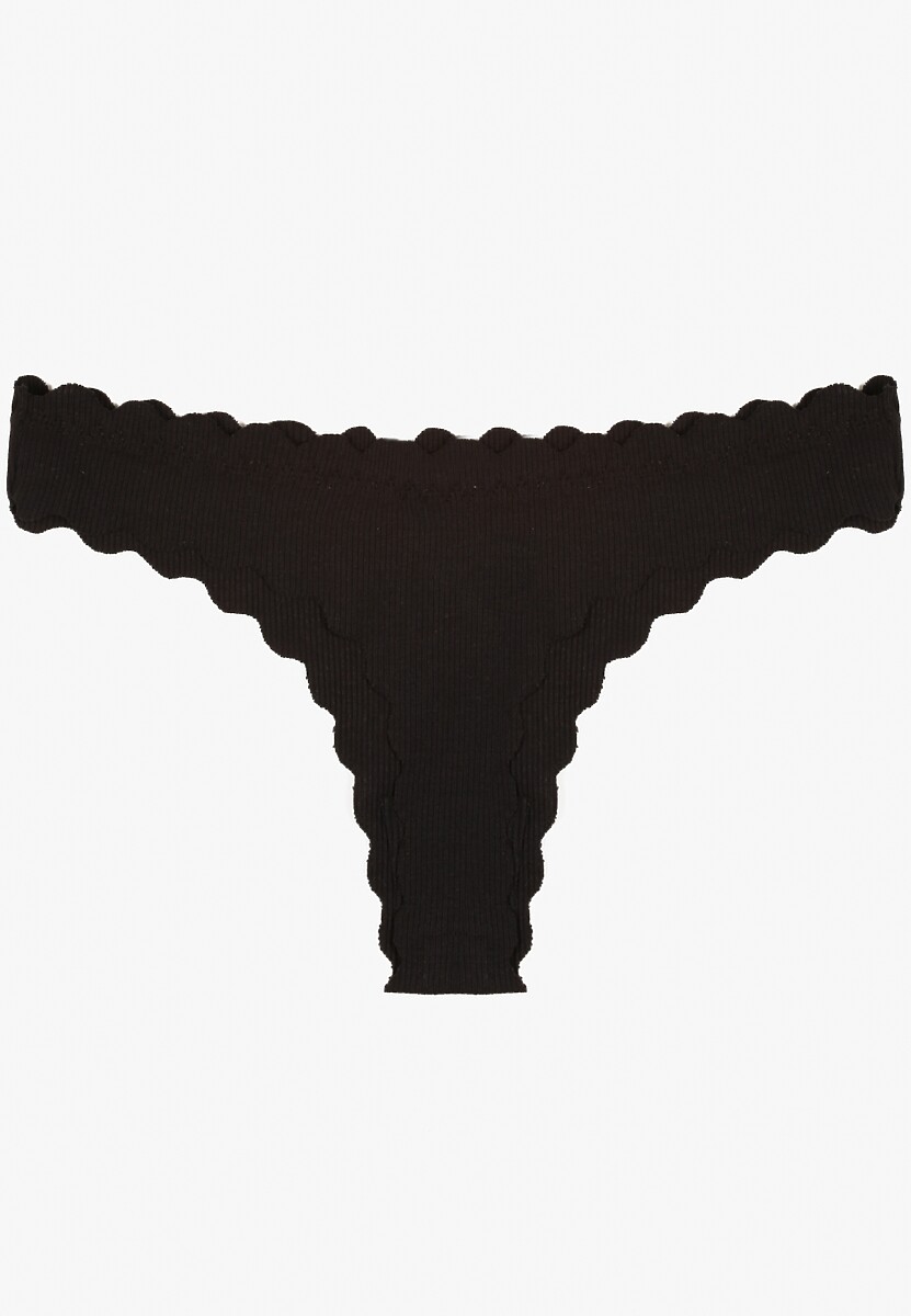 Czarne Prążkowane Majtki Stringi z Bawełny Ilweda