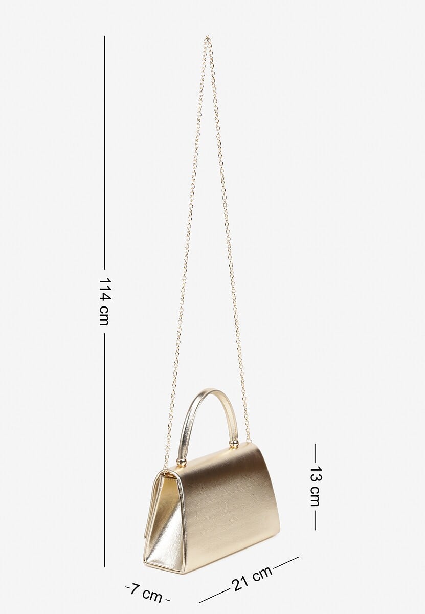 Złota Torebka Kuferek z Rączką i Odpinanym Łańcuszkiem Fesavia