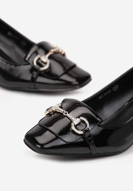 Czarne Czółenka z Klamerką w Cyrkonie na Słupku Viokha