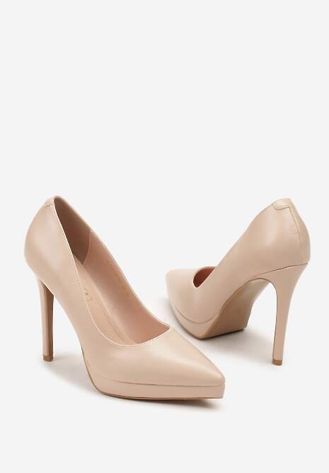 Beżowe Szpilki Vices ze Skórzaną Wkładką w Klasycznym Stylu Amorisse