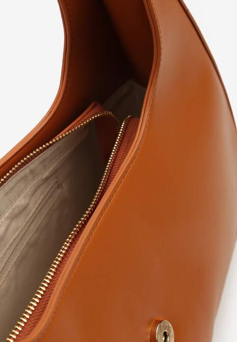 Brązowa Torebka Baguette z Imitacji Skóry z Magnesem i Paskiem z Regulacją Grenelia