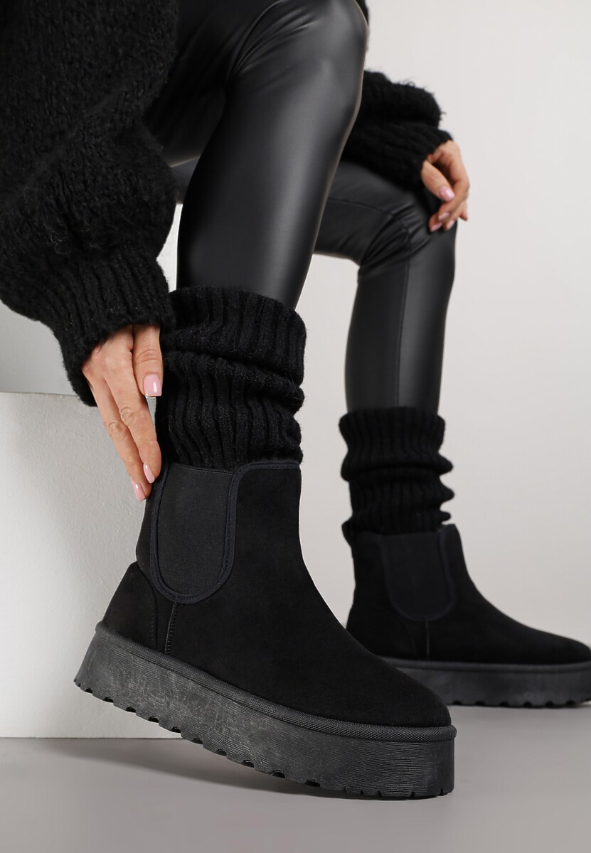 Brązowe Śniegowce na Platformie Typu Sztyblety Ahelina