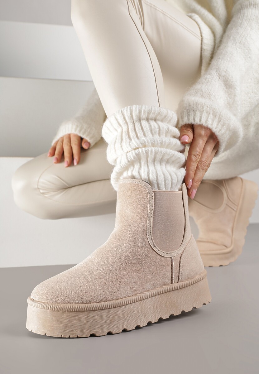 Czarne Śniegowce na Platformie Typu Sztyblety Ahelina