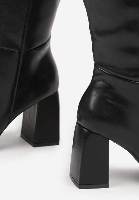 Czarne Skórzane Kozaki VICES do Kolana na Słupku w Eleganckim Stylu Reiandra