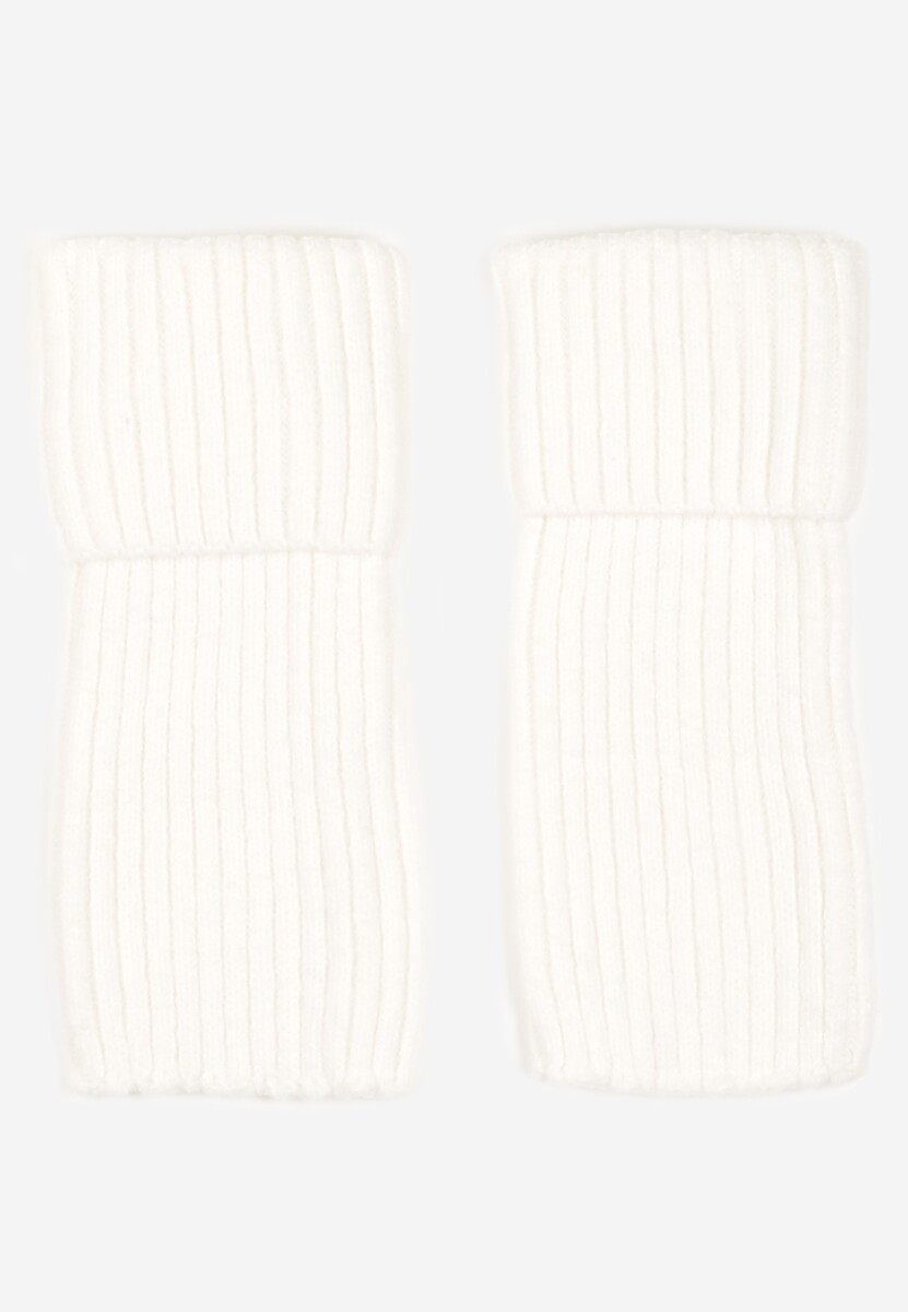 Białe Skarpety Getry z Ozdobnym Wywinięciem Ilamith