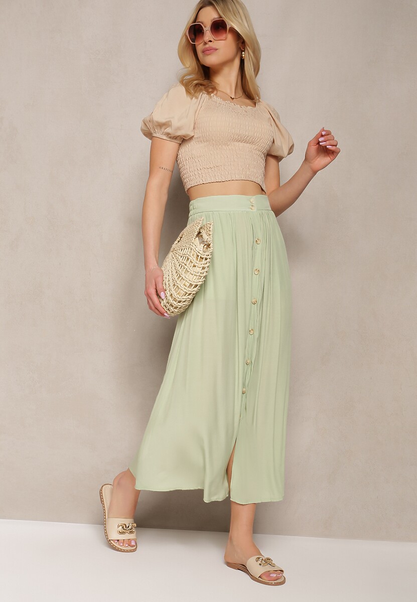 Czarna Rozkloszowana Spódnica Maxi z Gumką w Talii i Kieszeniami Kendrani