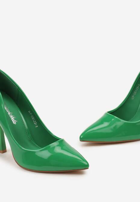 Zielone Klasyczne Szpilki Lakierowane Glema