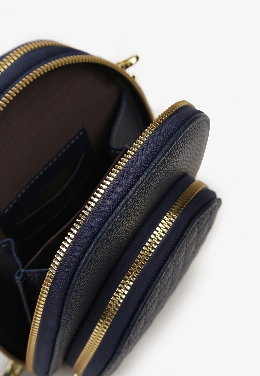 Granatowa Torebka Ozdobiona Przeszyciami z Paskiem Regulowanym Valinsa