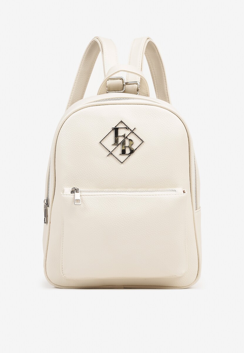 Kremowy Casualowy Plecak z Metalicznym Zdobieniem Paseniela