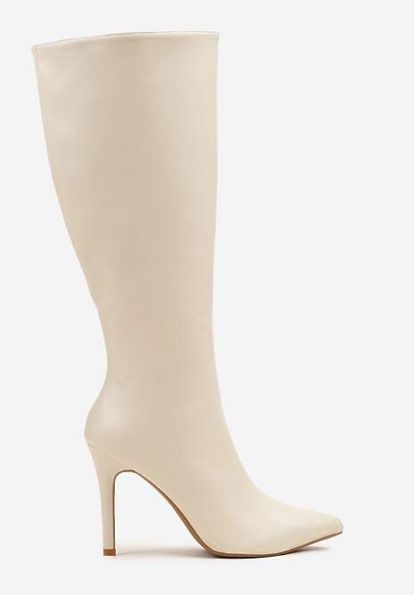 Beżowe Klasyczne Kozaki na Szpilce Latiara