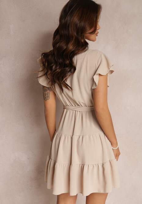 Jasnobeżowa Sukienka z Paskiem Phaedrialla
