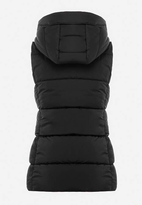 Czarna Kamizelka z Kapturem Pikowana Superra