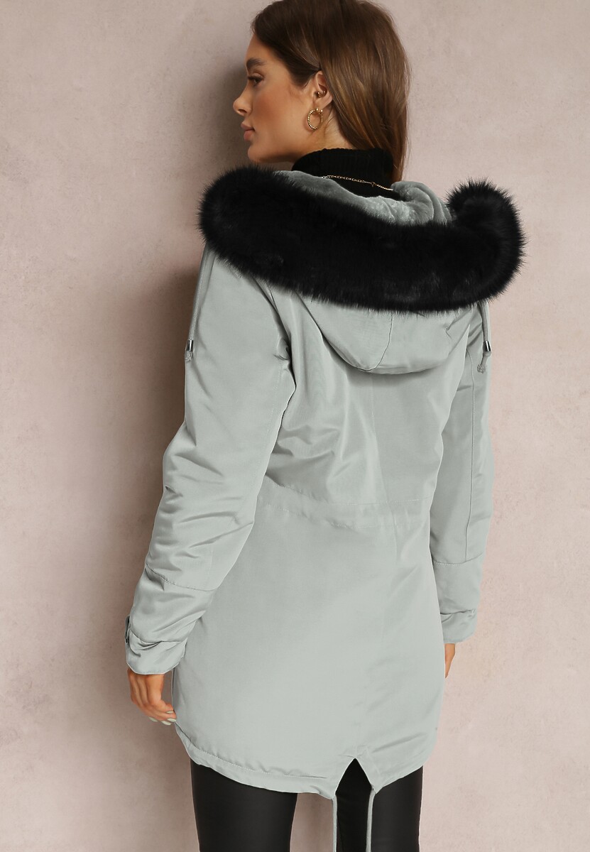 Ciemnozielona Kurtka Parka z Kapturem z Futerkiem Jossie