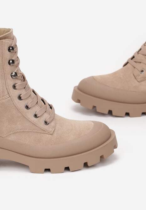 Ciemnobeżowe Botki Jadirel