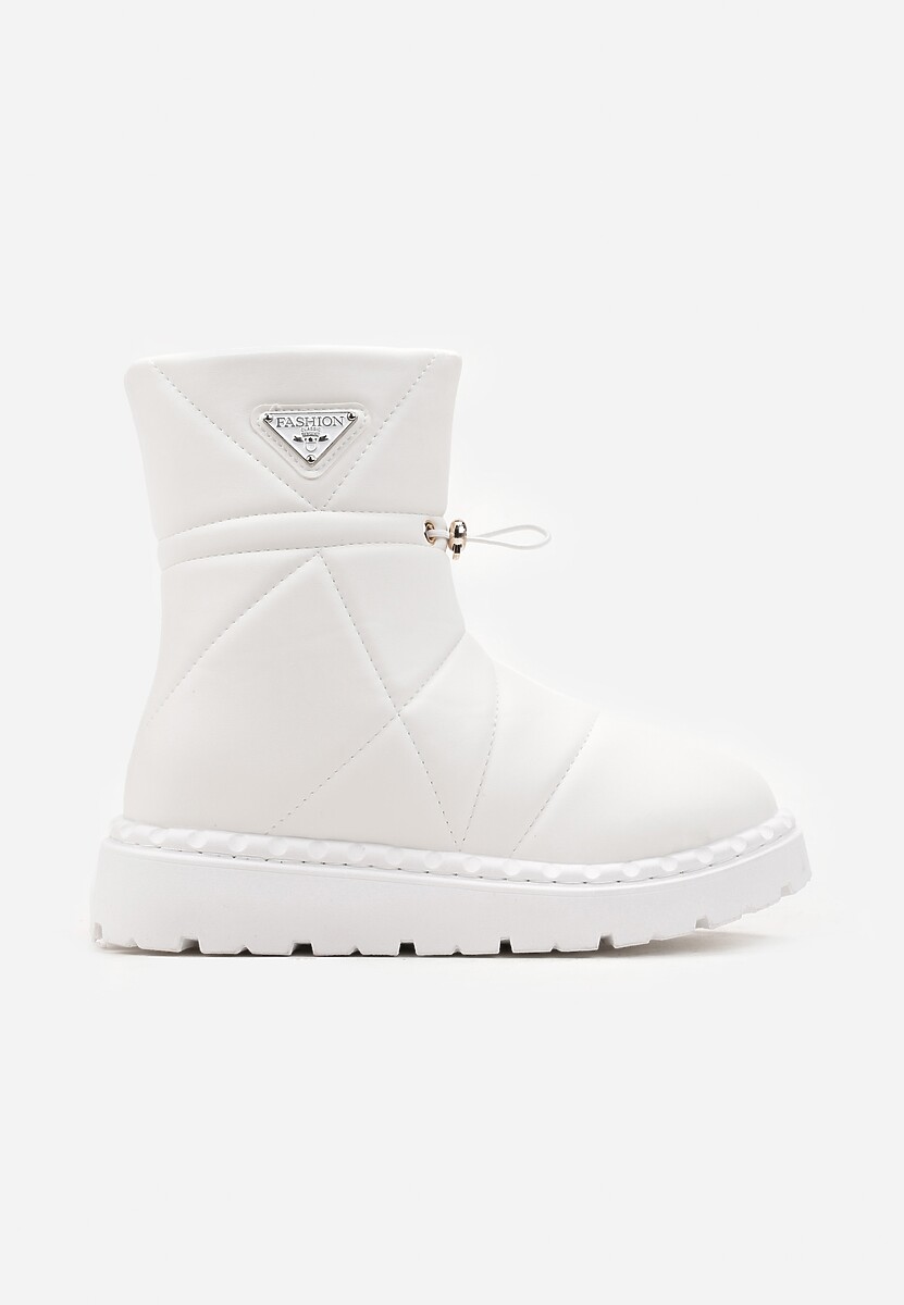 Białe Śniegowce za Kostkę na Platformie ze Ściągaczem Rindali