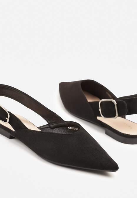 Czarne Sandały Vices Typu Slingback z Wkładką ze Skóry Naturalnej Rallora