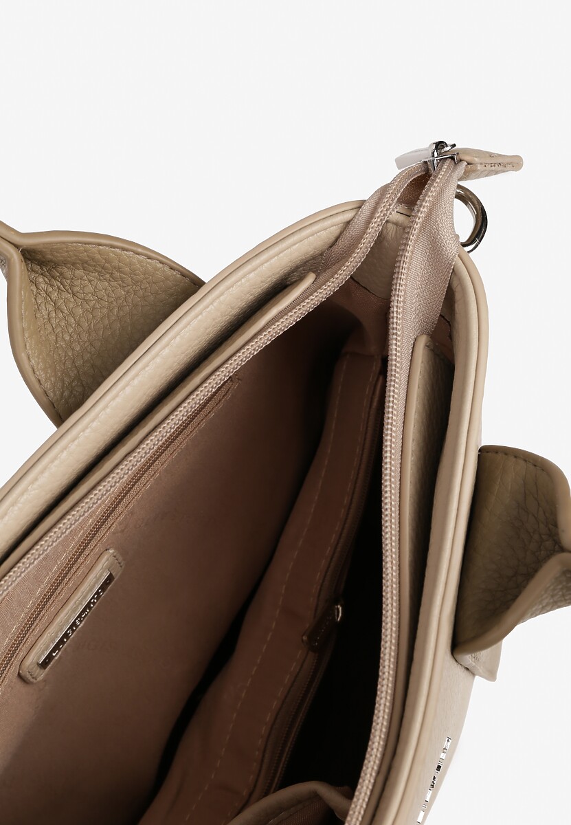 Beżowa Torebka z Ozdobnymi Uchwytami i Regulowanym Paskiem Meraneth