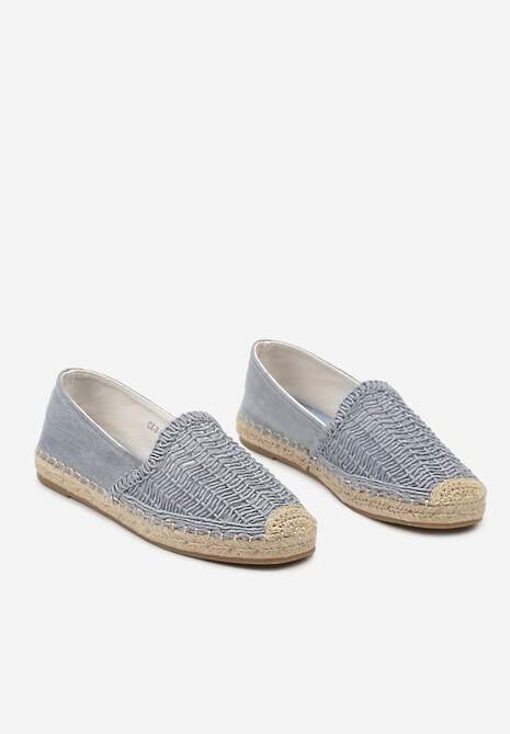 Niebieskie Płaskie Espadryle z Ekozamszu Ozdobione Jutą Lemiala