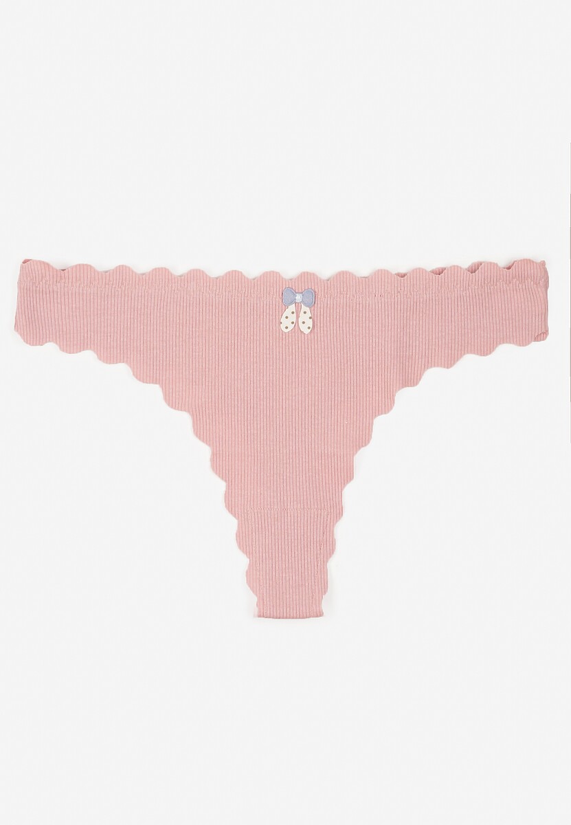 Ciemnoróżowe Prążkowane Majtki Stringi z Bawełny Ilweda